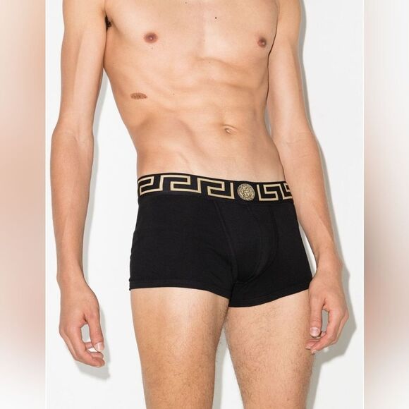 Versace Mens Boxer Size M Black and Gold Greca-Border Underwear - Picture 1 of 7